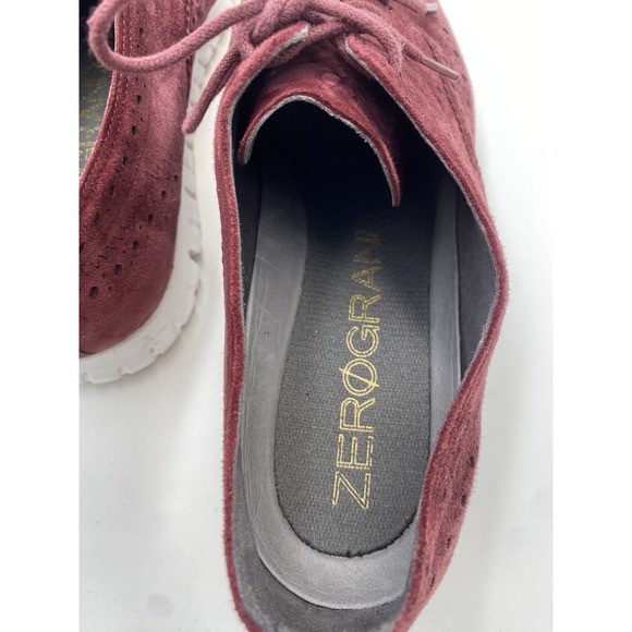 Cole Haan Women's Zerogrand Wingtip Suede Oxford Shoes Maroon Size 8.5 B - Picture 6 of 8